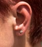 Silver cube stud earrings with a brush matte textured finish - Image 3