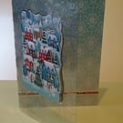 3D Decoupaged Christmas Card,  Winter Village 