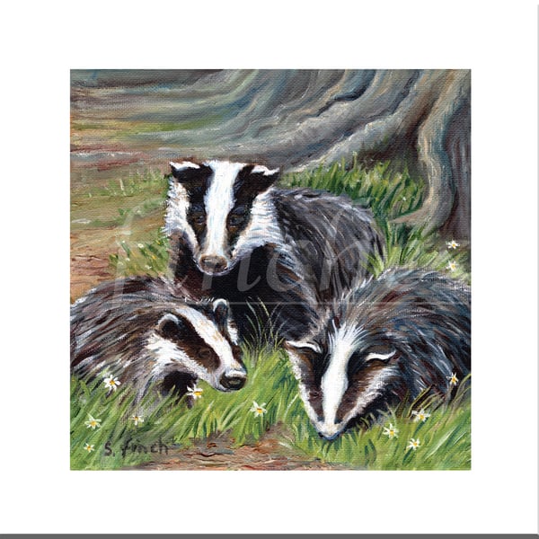 Spirit of Badger - Blank Greeting Card with nature spirit totem message