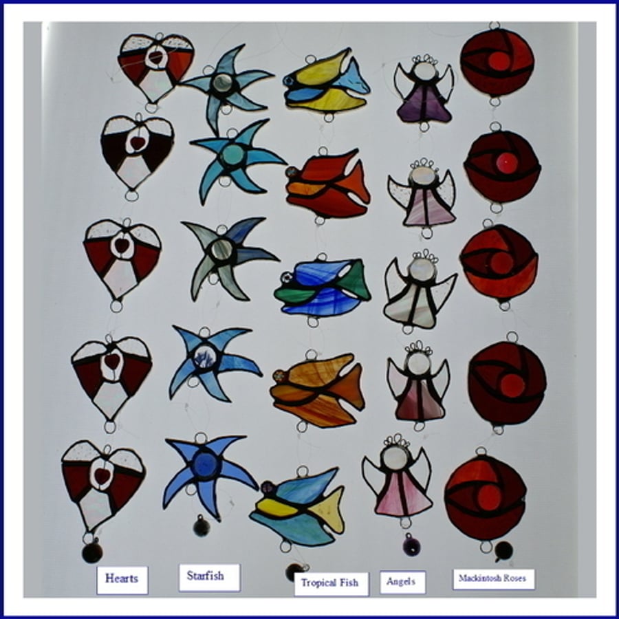 Mackintosh Rose String Mobile Suncatcher Stained Glass 