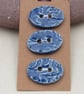 3 Medium Oval Ice Blue Leaf Pattern Ceramic Buttons - Image 5