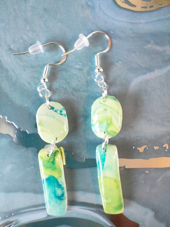 Sleek Marbled Polymer Clay Earrings