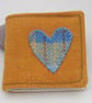 Handmade Golden Yellow and Blue Heart Tweed Needlebook