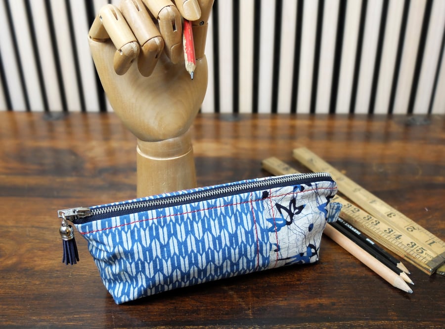 Indigo Pencil Case, Cosmetic Bag