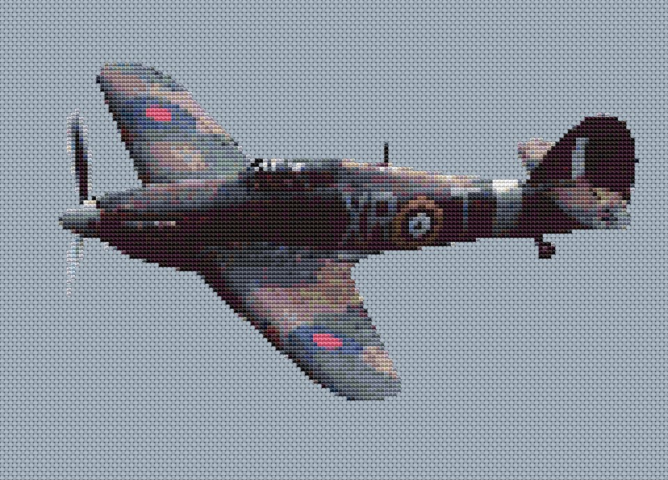 Hurricane XR-T (plane) (background not stitched) cross stitch chart