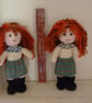 Scottish Katie Morag doll, Large 10".Hand knitted doll with personalised bag - Image 3