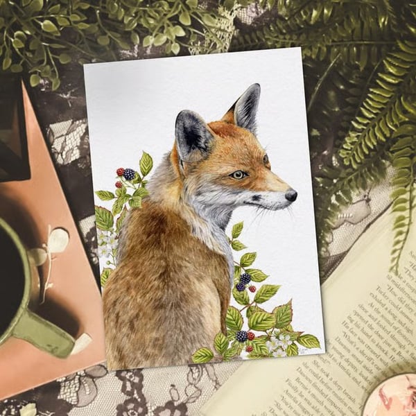 Red Fox Art Print - A5 size - Scottish Wildlife Illustration