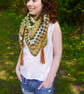 SALE - Retro Crochet Scarf With Tassels, Triangle Autumn Wrap - Image 4