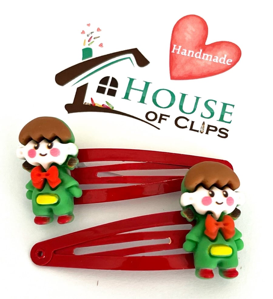 Melvin The Elf Hair Clips x2 - Elf Hair Slides - Advent Calendar Gift Under five