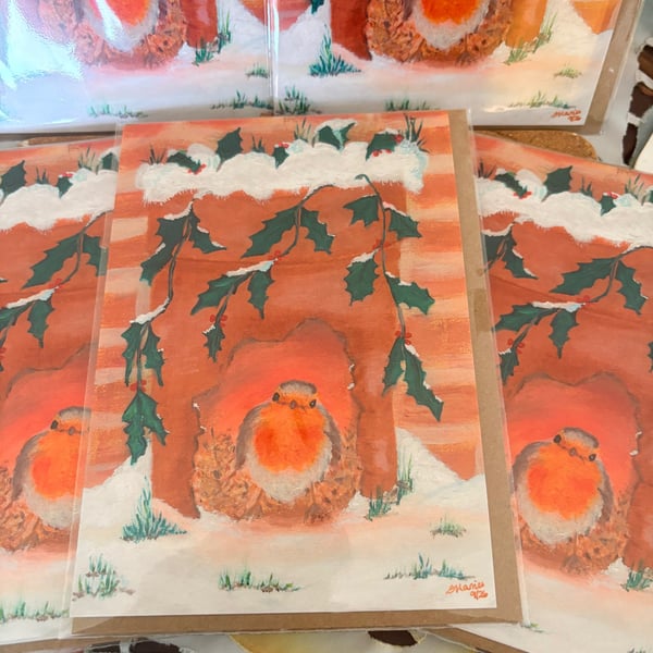 Pack of 4 - Christmas Cards - Cwtch y Robin Coch