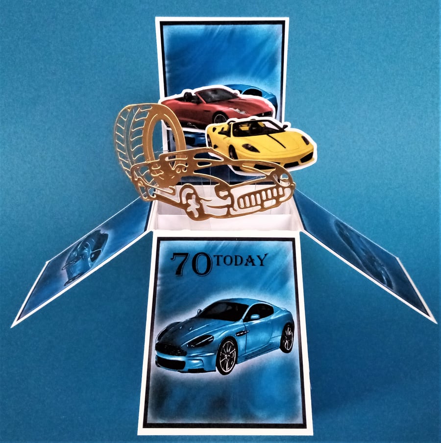 Men's 70th Birthday Card with Cars