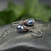 Copper Wire Wrapped Earrings with Faceted Pale Blue AB Glass Beads
