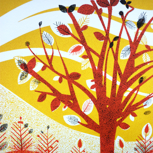 Autumn Leaf  - Hand pulled screen print, 3 colours