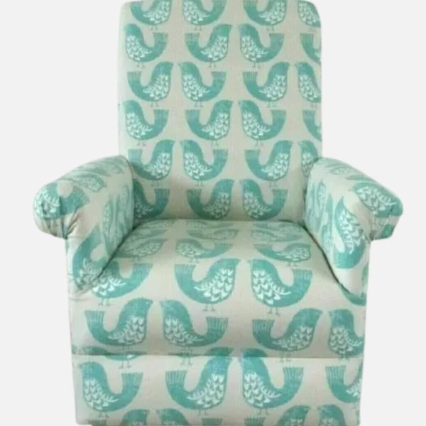 Aqua Birds Armchair Adult Chair iLiv Scandi Bird Aqua Green Accent Nursery Small