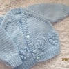 14" Newborn V Neck Hearts Cardigan