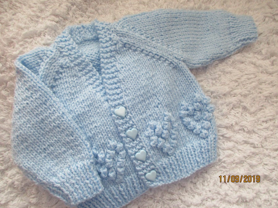 14" Newborn V Neck Hearts Cardigan