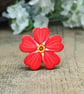 Red Forget Me Not Pin, Handmade Wooden Flower, Bereavement Brooch