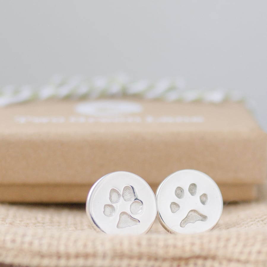Personalised Silver Paw Print Cufflinks with your pet's actual print