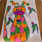 Christmas Fairy Cat Drawing 