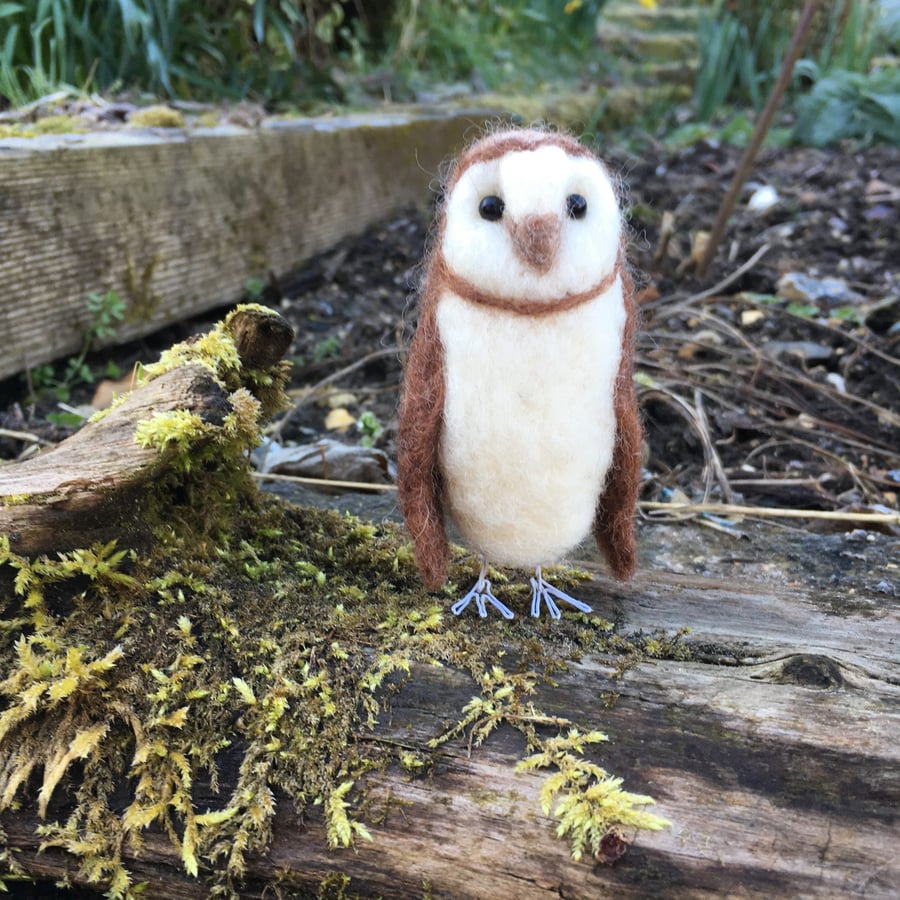 Needle felted barn owl