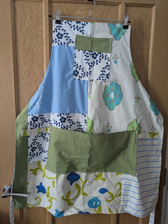 Apron- Patchwork Green, Blue, White, 