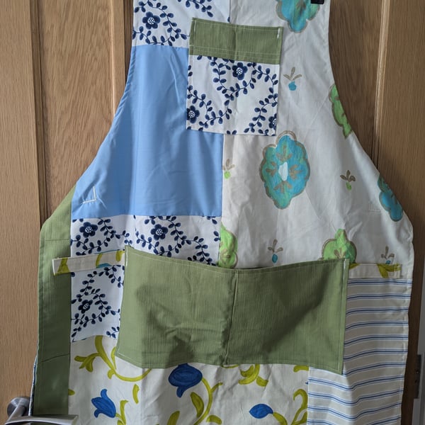 Apron- Patchwork Green, Blue, White, 
