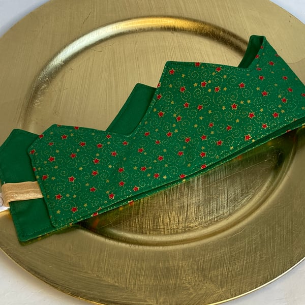 Pick and mix Christmas Crowns. Reusable, fabric party hat. Green with stars
