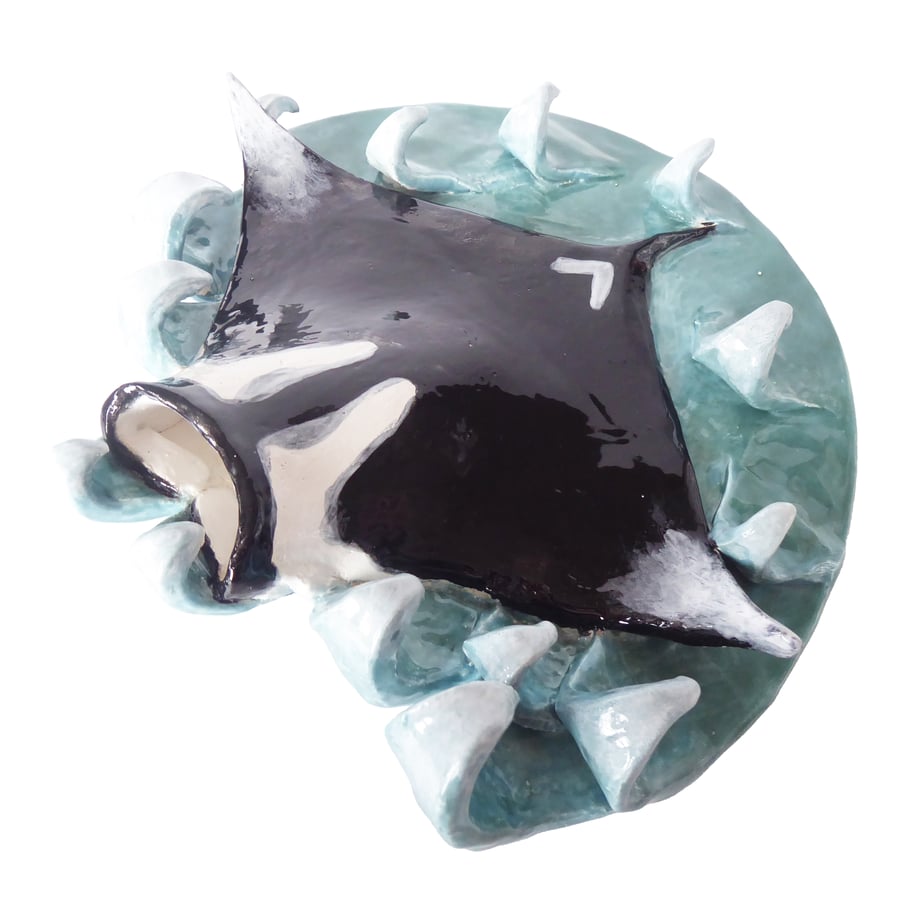 Manta Ray Ceramic Sculpture - Handmade