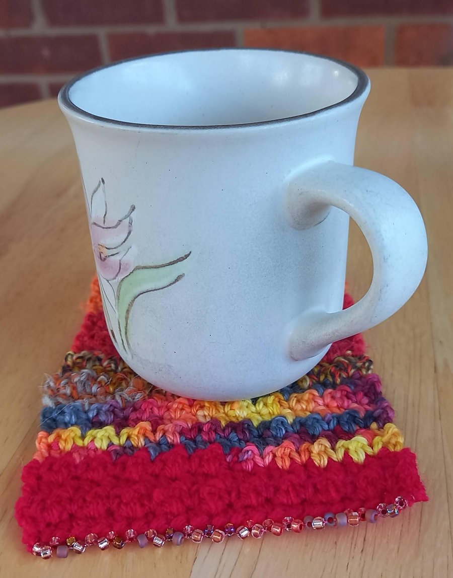 Set of 4 Coasters, Handmade Crochet Mug Rugs, Eco Gift for Coffee & Tea Lovers
