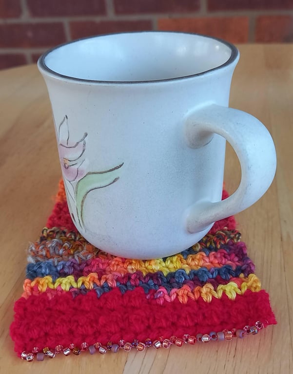 Set of 4 Coasters, Handmade Crochet Mug Rugs, Eco Gift for Coffee & Tea Lovers