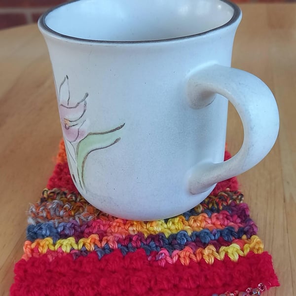 Set of 4 Coasters, Handmade Crochet Mug Rugs, Eco Gift for Coffee & Tea Lovers
