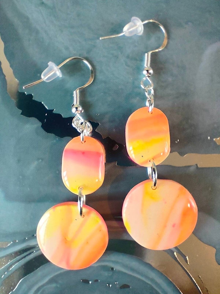 Sunset Inspired Polymer Clay Earrings