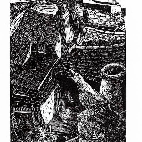 Dinner is Served ...an original wood engraved print