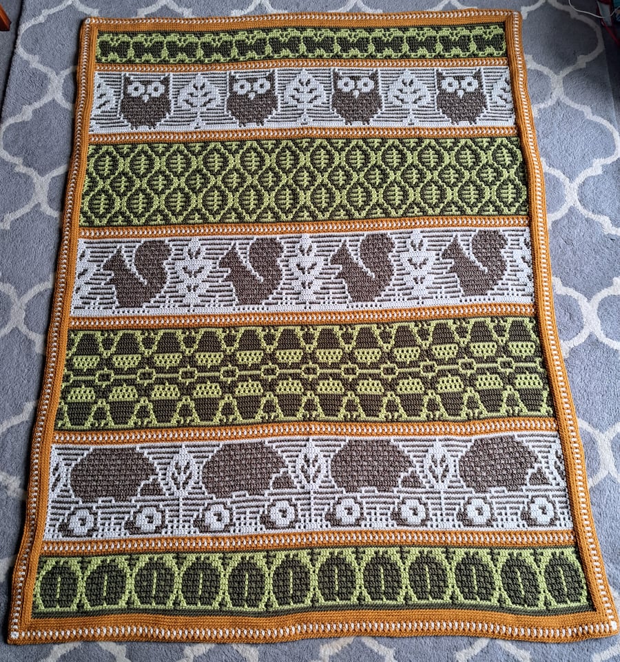Woodland Mosaic Crochet Blanket