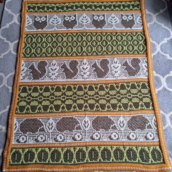 Woodland Mosaic Crochet Blanket