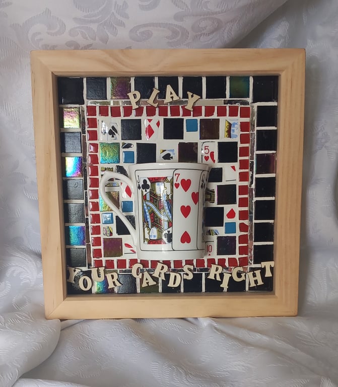 PLAY YOUR CARDS RIGHT 3D MOSAIC WALL ART. QUIRKY.
