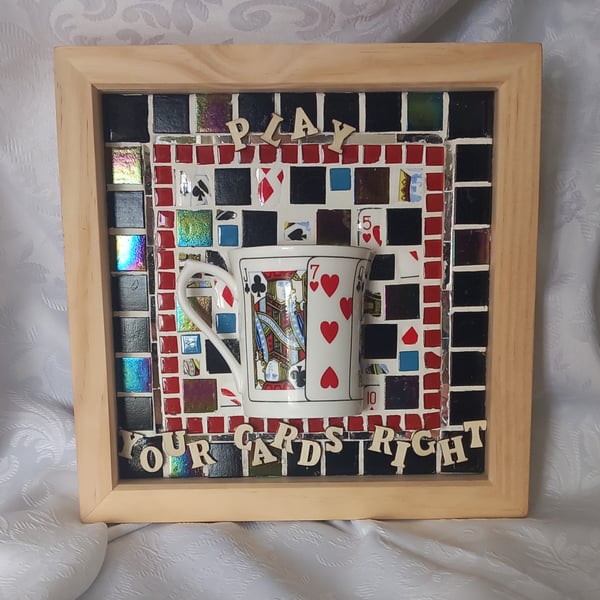PLAY YOUR CARDS RIGHT 3D MOSAIC WALL ART. QUIRKY.