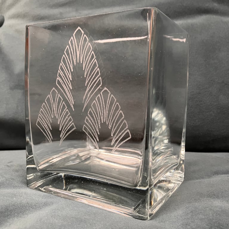  Hand Engraved Art Deco Inspired Vase