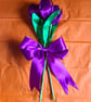 Beautiful Trio of Pinky-Purple Ribbon Tulips - Purple Bow. Faux Flowers Gifts - Image 4