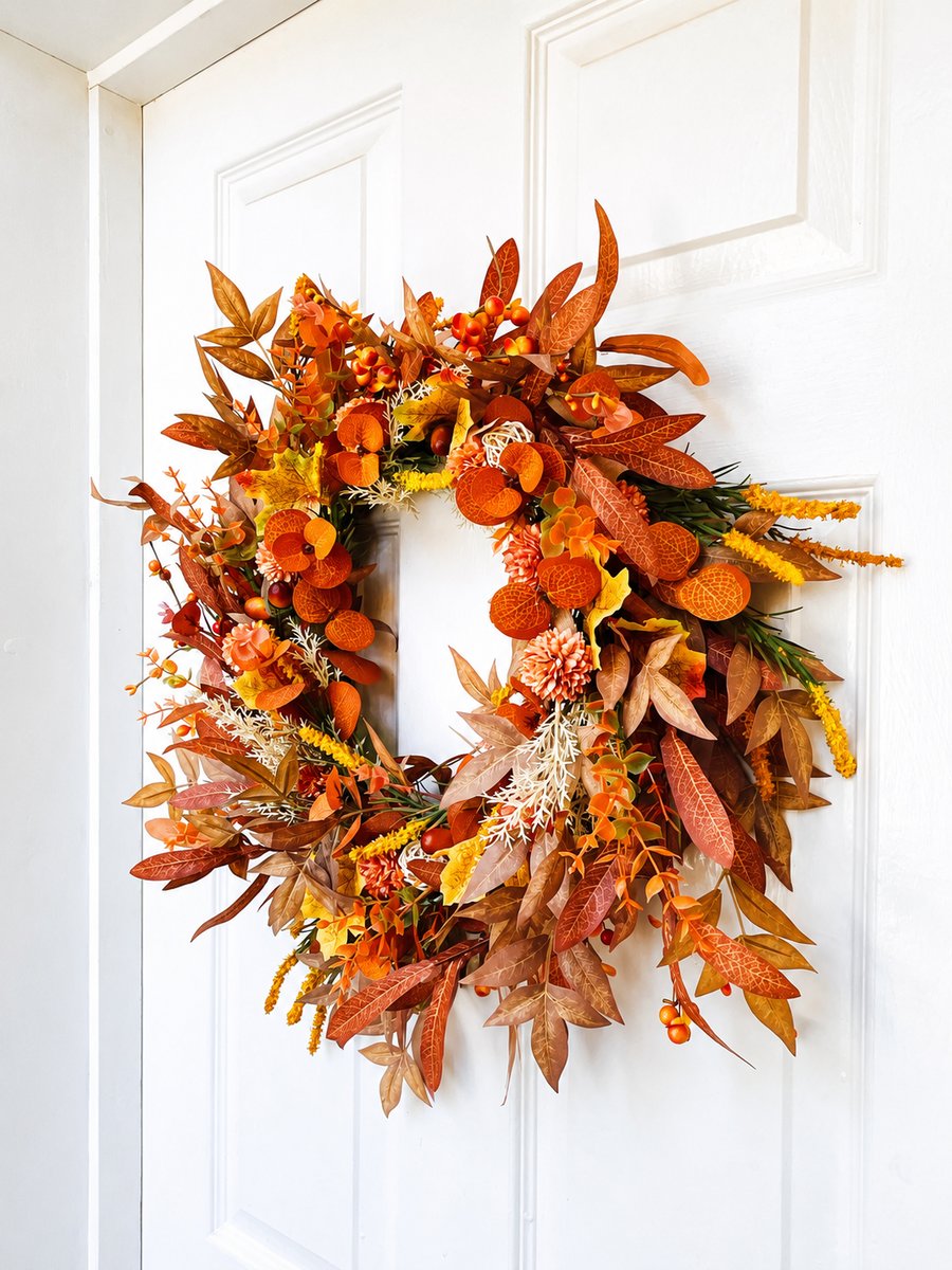 Handmade Autumn Door Wreath - English Country Floral Wreath - Seasonal Decor