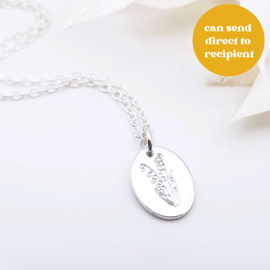 Engraved birth flower pendant