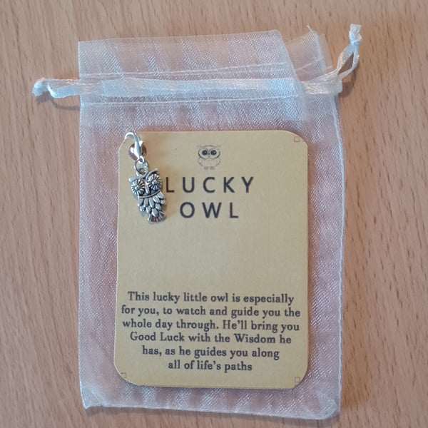 Lucky Owl clip on charm and poem card