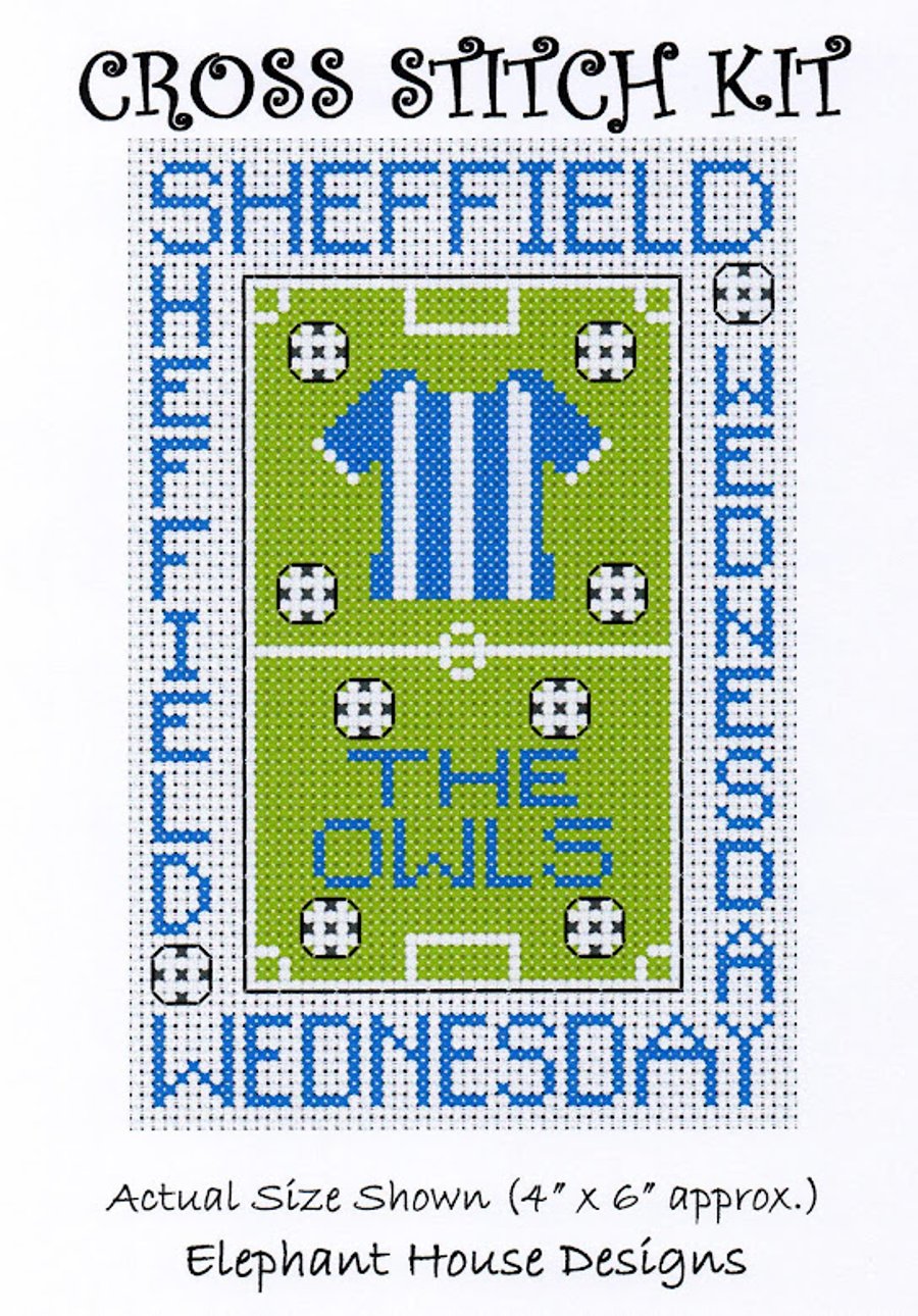  Sheffield Wednesday Cross Stitch Kit Size 4" x 6"  Full Kit
