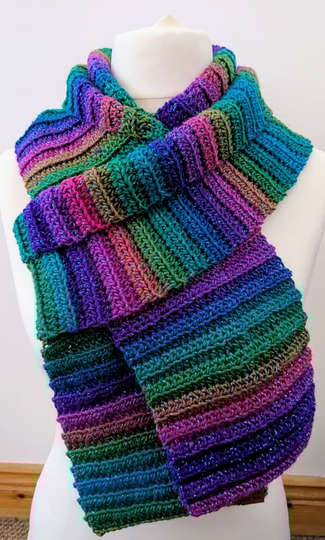 Crochet rainbow scarf