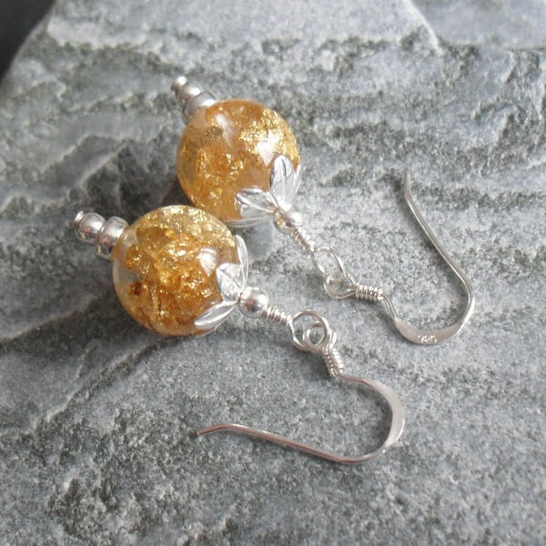 Sterling Silver Handmade Resin Beads Earrings