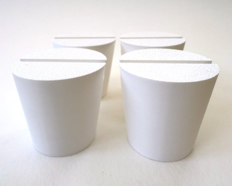 Pack of four white Christmas tree pots, fused glass display stands, 4mm slot