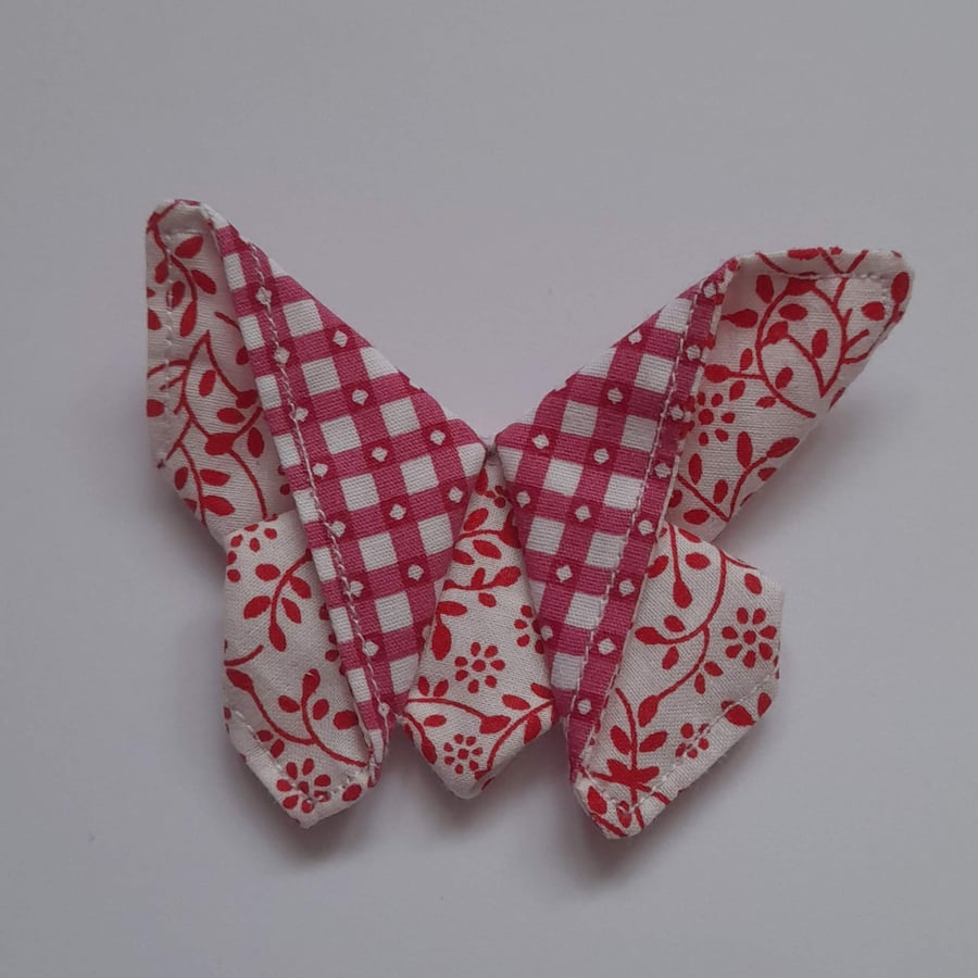 Pink Patterned Origami Butterfly Hair Clip
