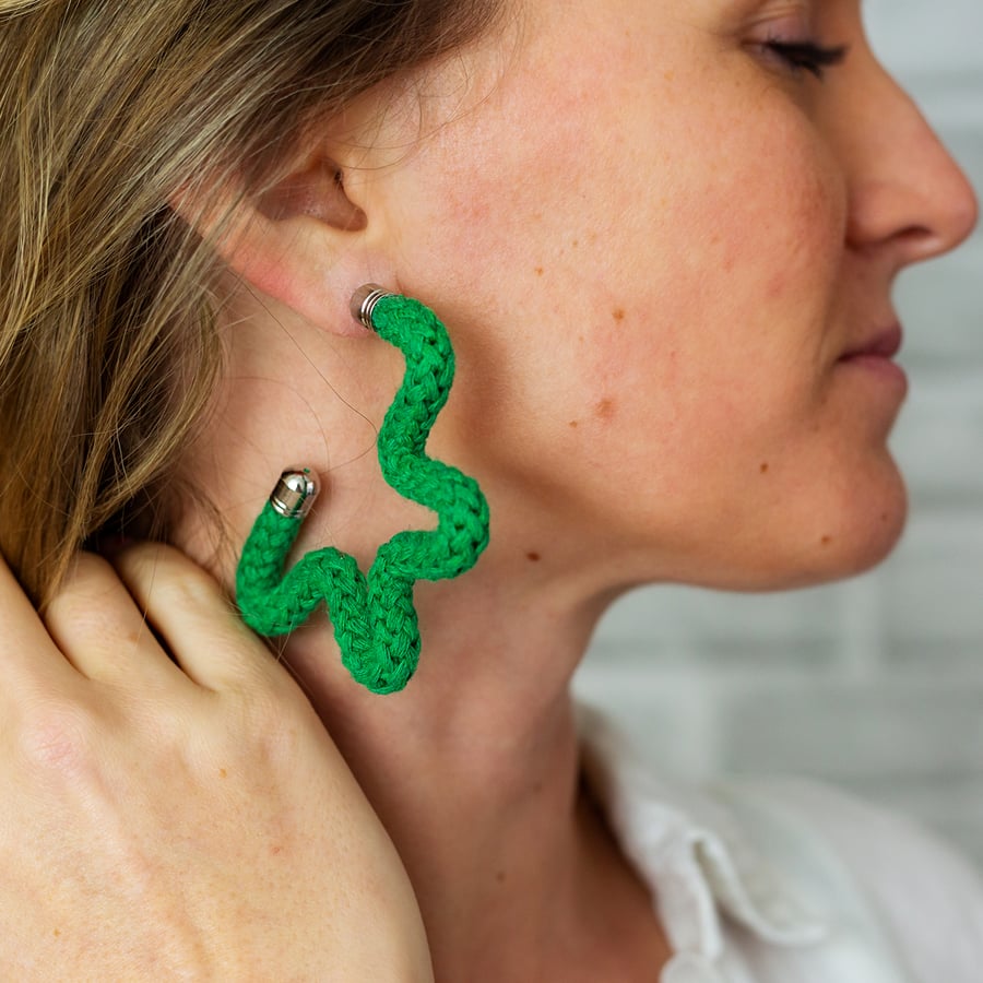 Star shaped colorful cotton earrings, Gifts for Eco friendly friend, Stocking