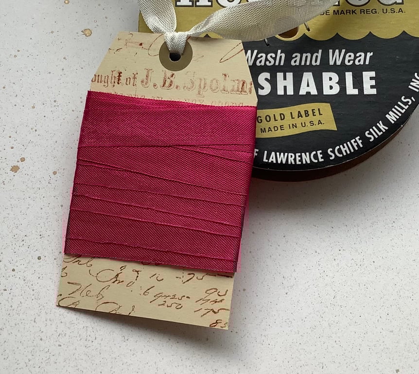 VINTAGE style  ribbon  ( silky seam binding) ' Fuchsia ' Pink .4yds  ....