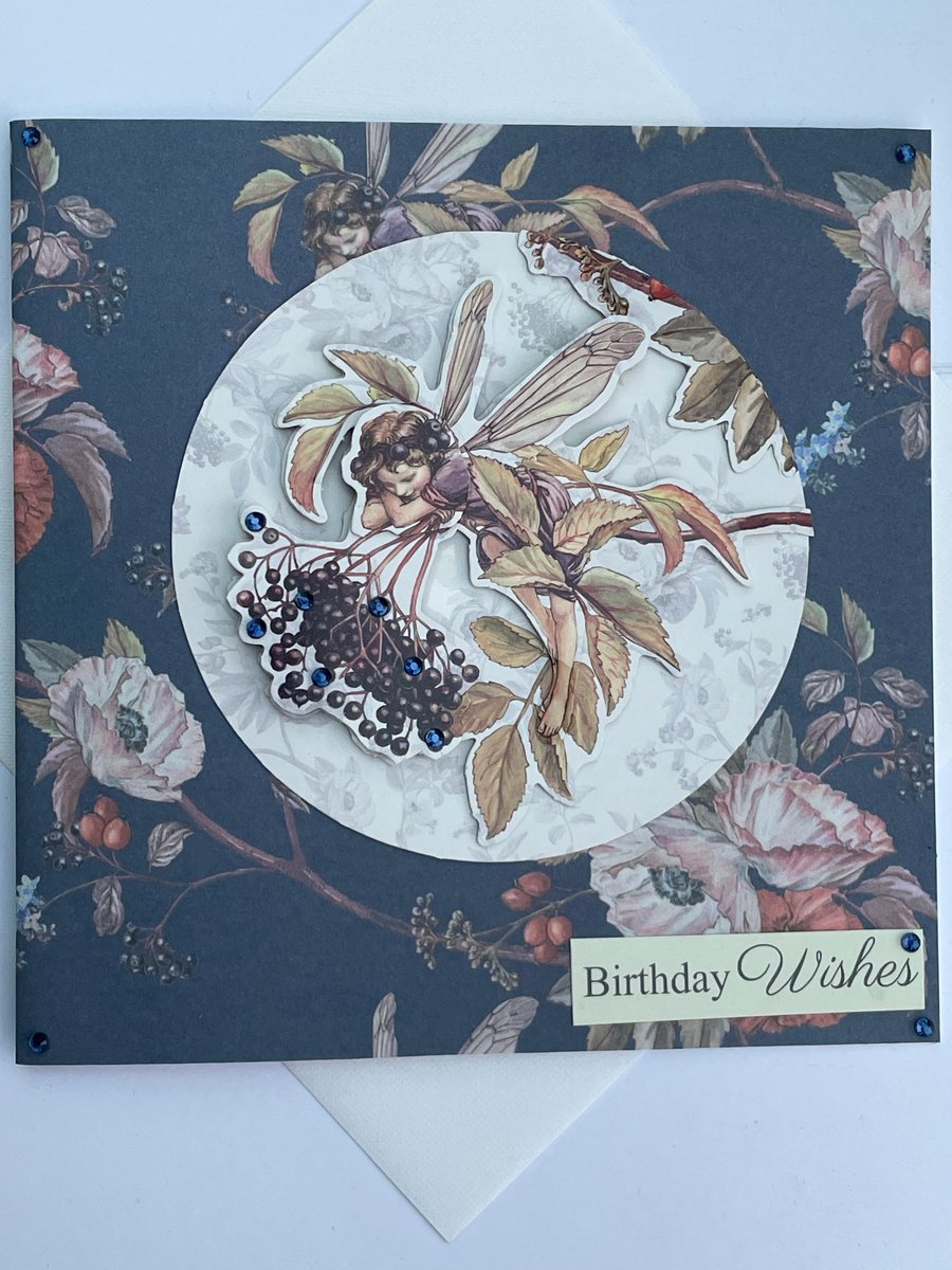 The Elderberry flower fairy Birthday wishes greetings card